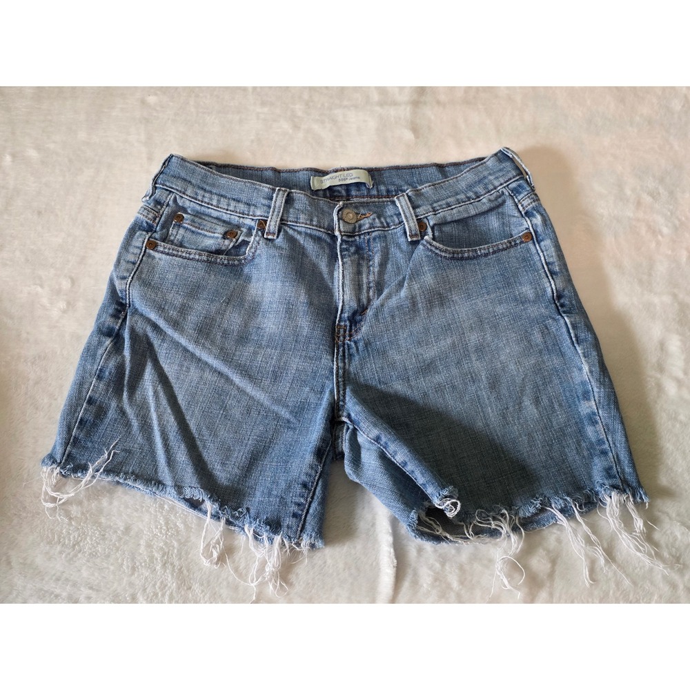 Vintage Levis 505 Straight Leg Denim Shorts Light Wash Cut Off Size 6 Medium